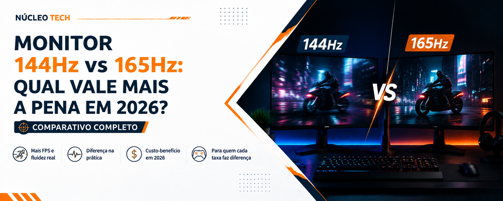 Monitor 144Hz vs 165Hz - qual vale mais a pena em 2026